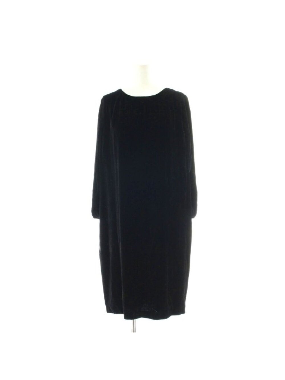 Fendi Sleeveless Dress Silk Velour Black Round Neck Long Sleeve Knee Length 42